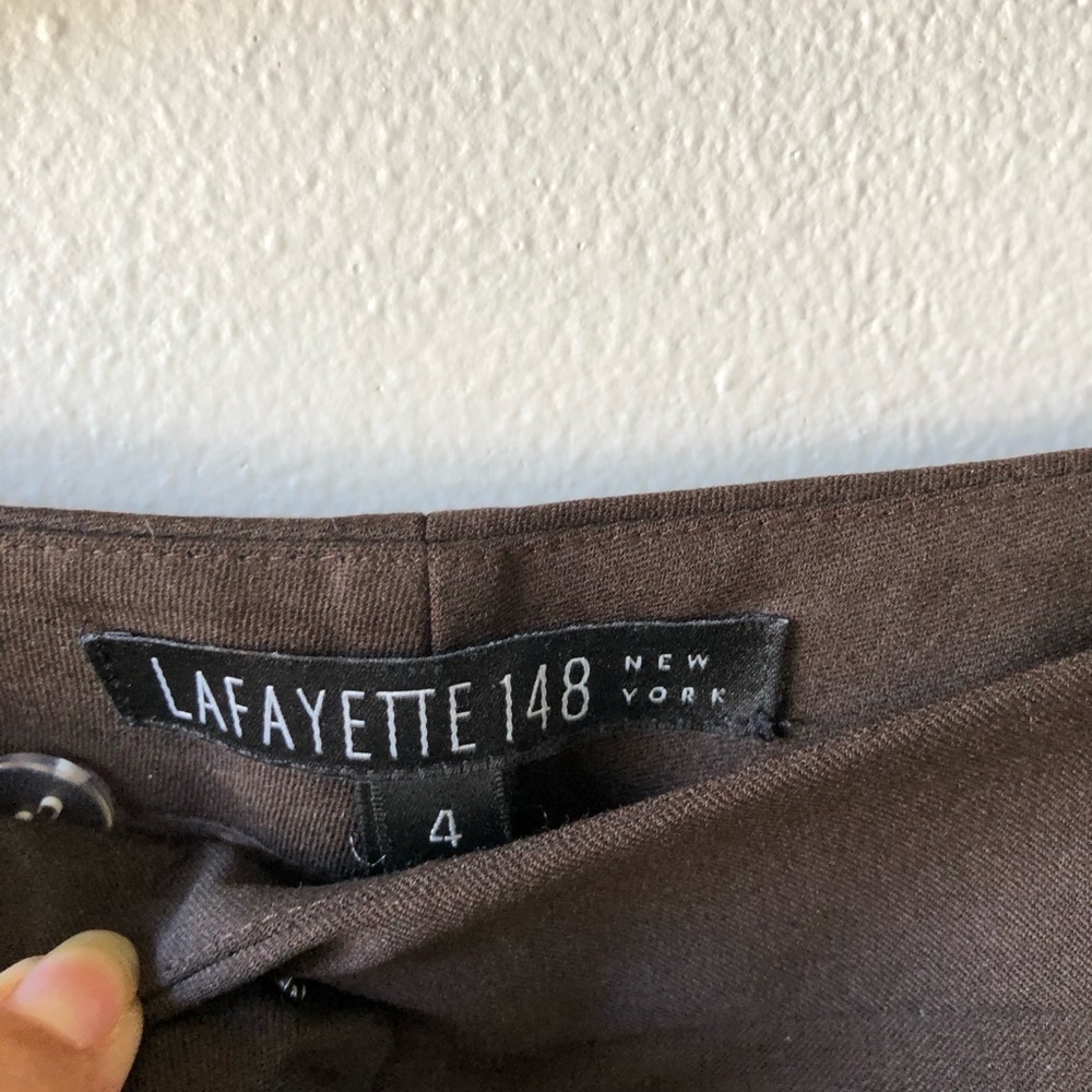 Lafayette 148 Brown Wool Straight Leg Trousers 4 - Picture 8 of 9